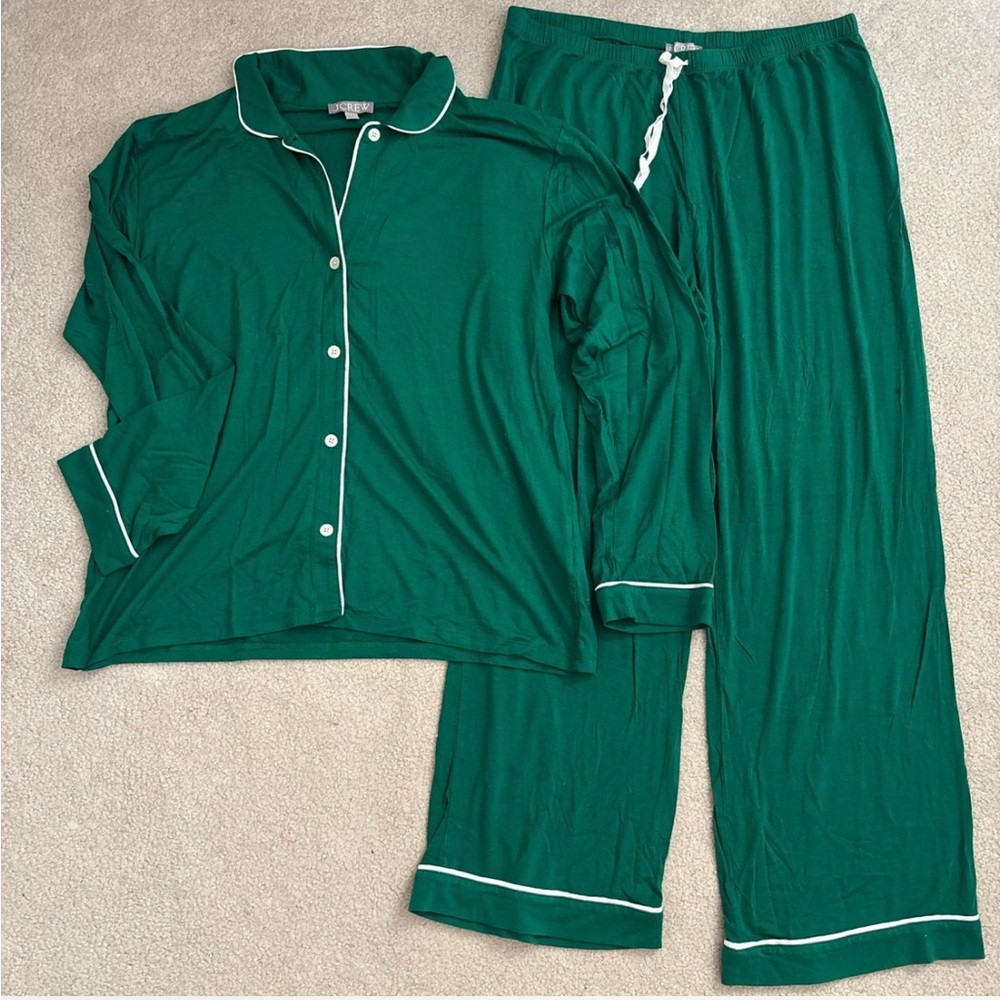 JCrew Green Long Sleeve Sleep Set